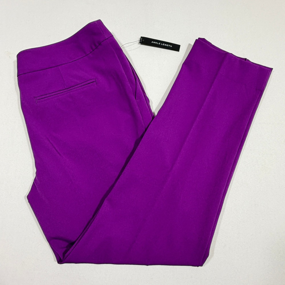 Worthington Dress Pants Women 6 Madrid Purple Modern Fit Slim Leg Ankle Trousers